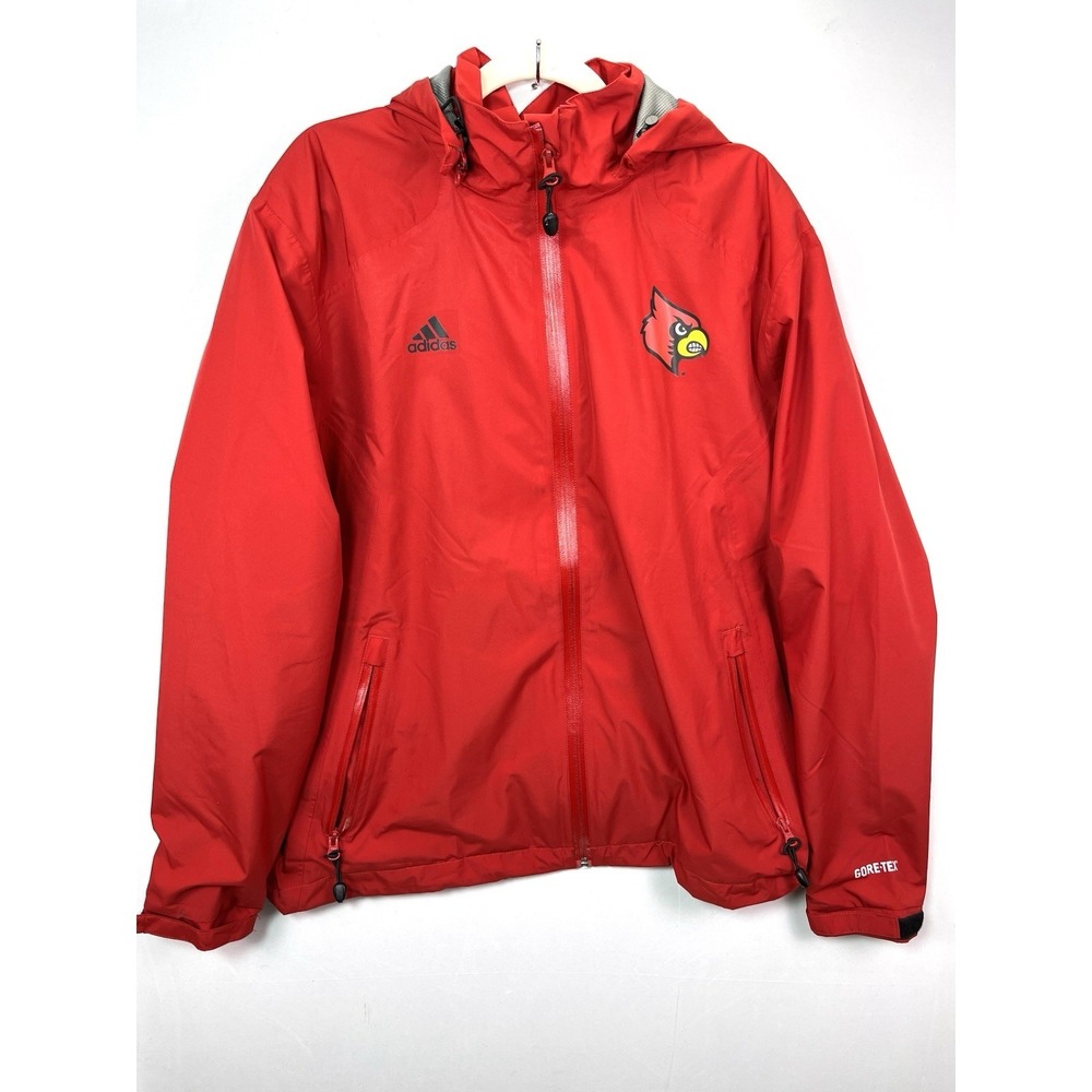 Adidas GoreTex Louisville Cardinals Jacket Mens M Red Full Zip Hooded Waterproof